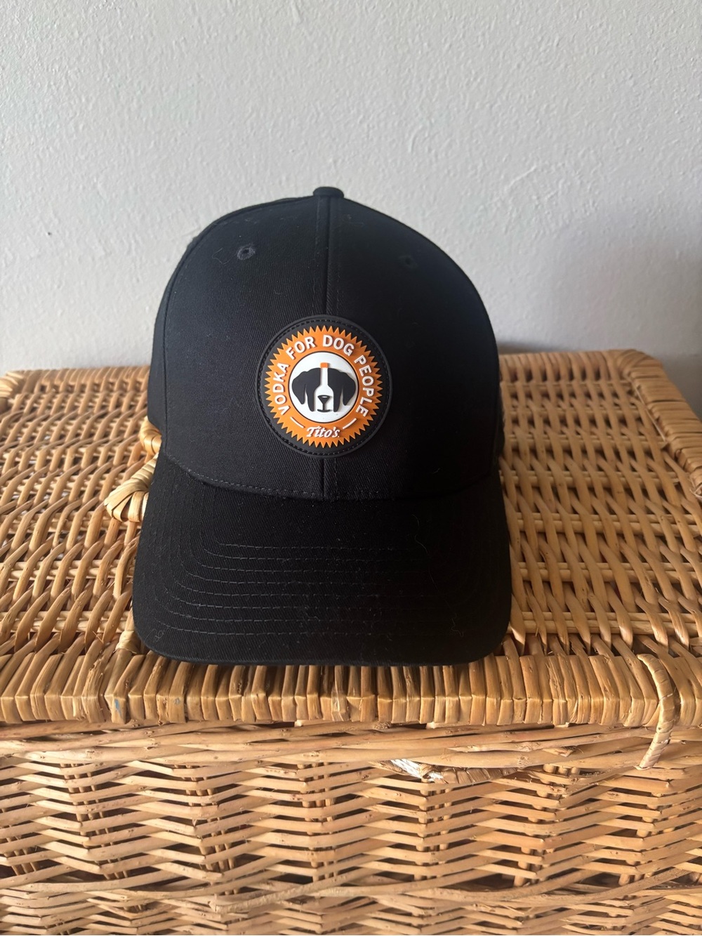 Tito's Black Baseball Cap with Orange Patch - vodka for dog people